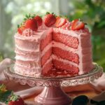 strawberry cake slice closeup 1