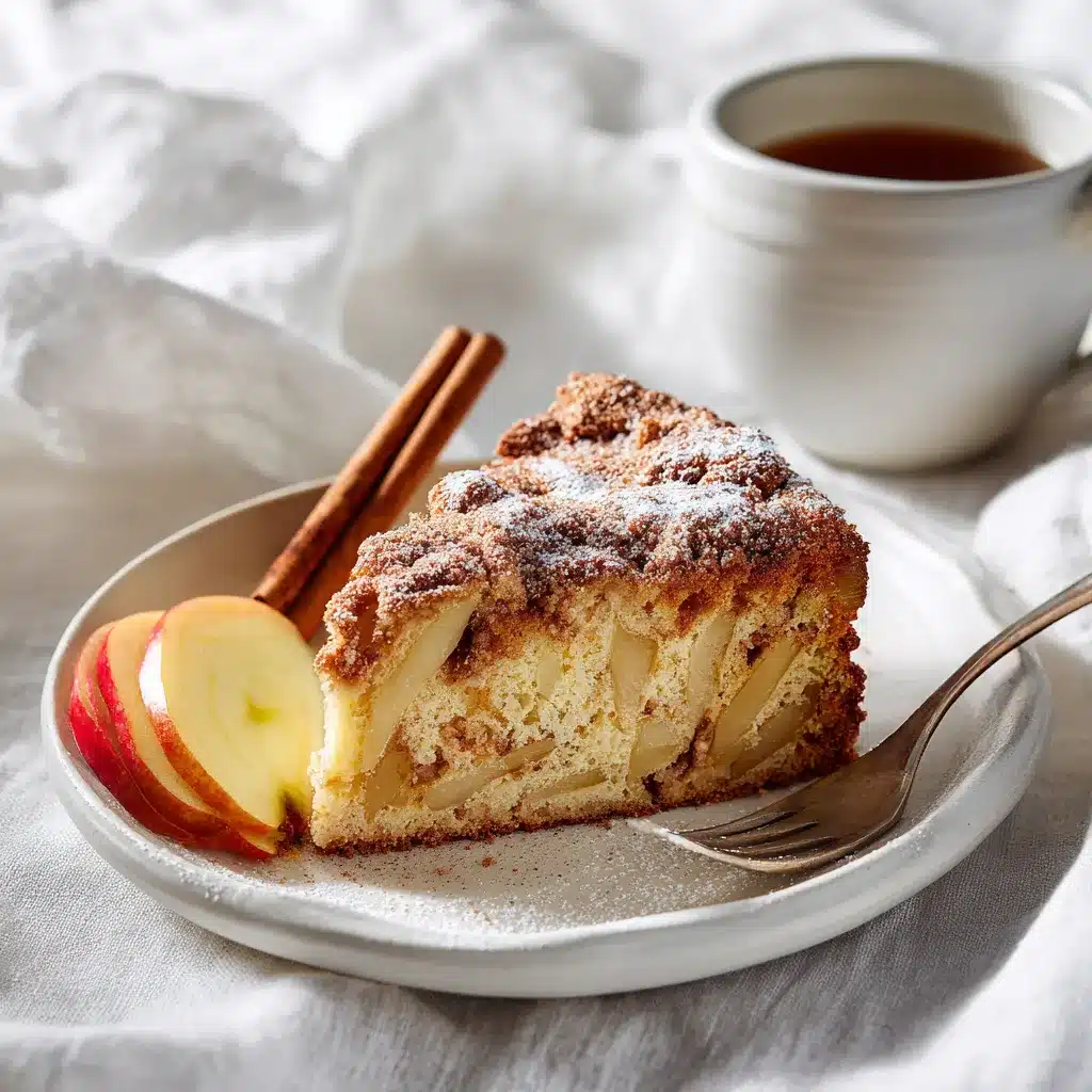 serving of apple coffee cake with cinnamon