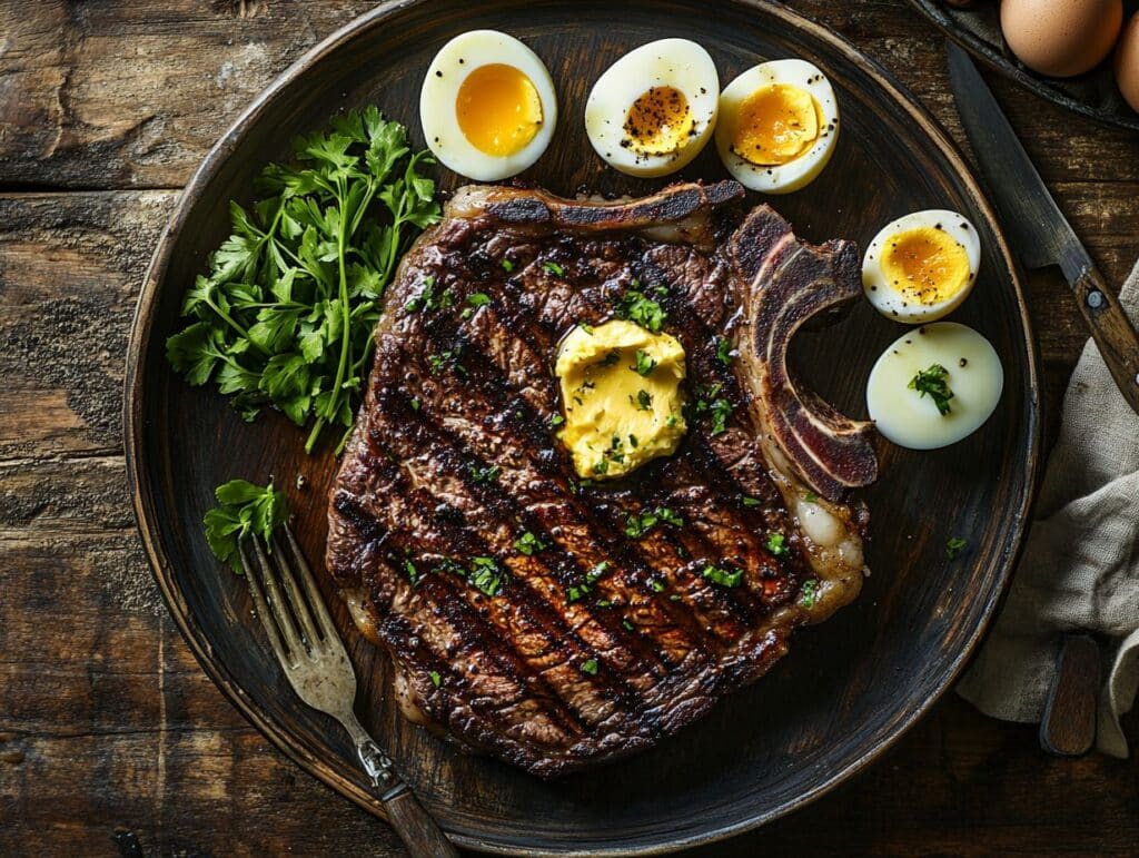 Carnivore diet recipes with steak, eggs, and bone marrow