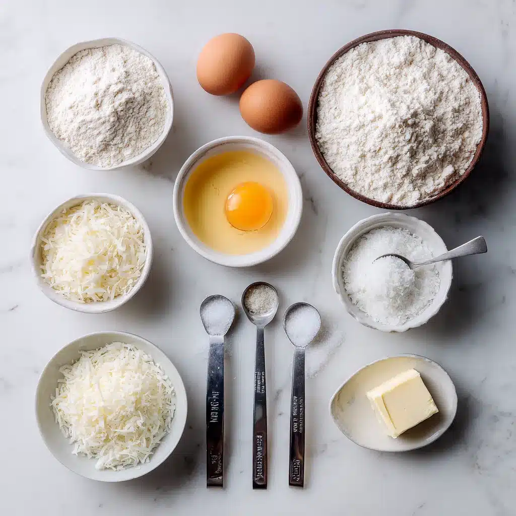 coconut cake ingredients flat lay