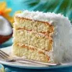 coconut cake recipe on stand
