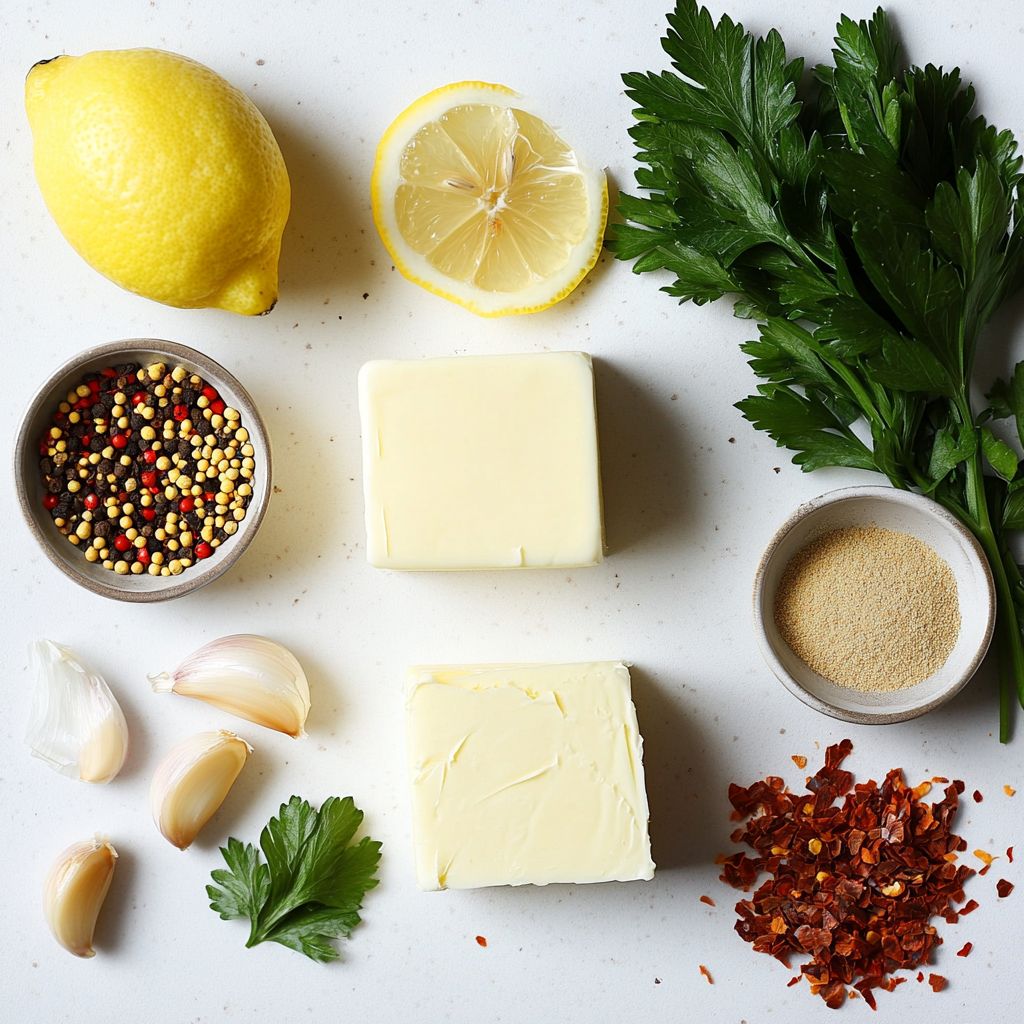 cowboy butter recipe ingredients flat lay