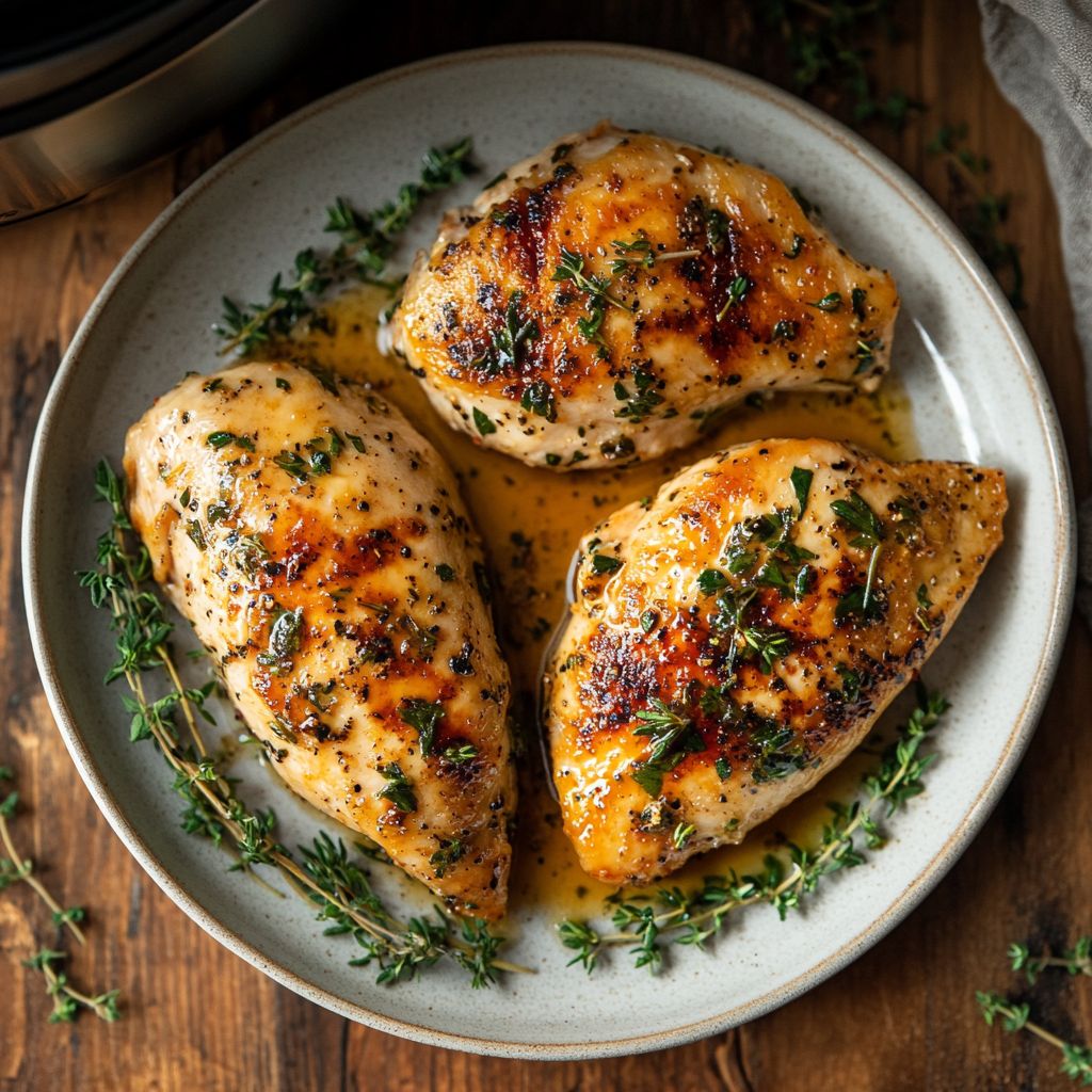 Recipe card for frozen chicken breast Instant Pot