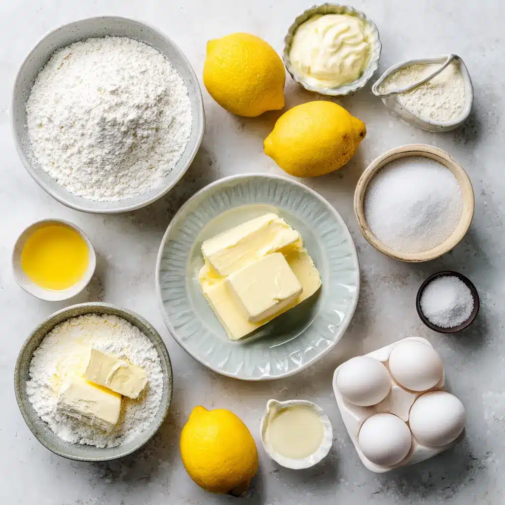lemon bundt cake recipe ingredients flat lay
