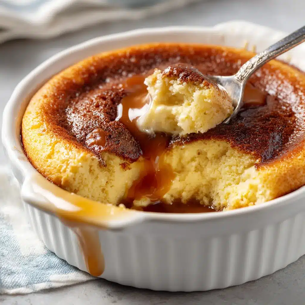 pudding cake recipe served with toppings
