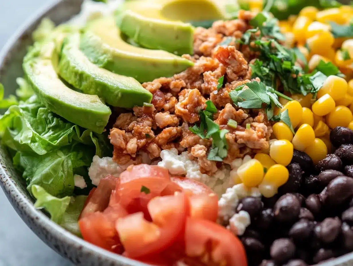 how to make cottage cheese taco bowl with vibrant toppings