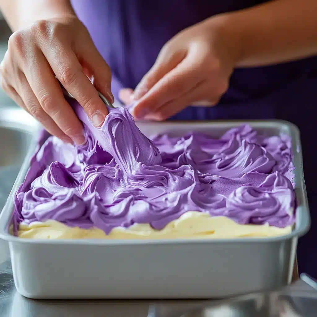 ube tiramisu layering step 1