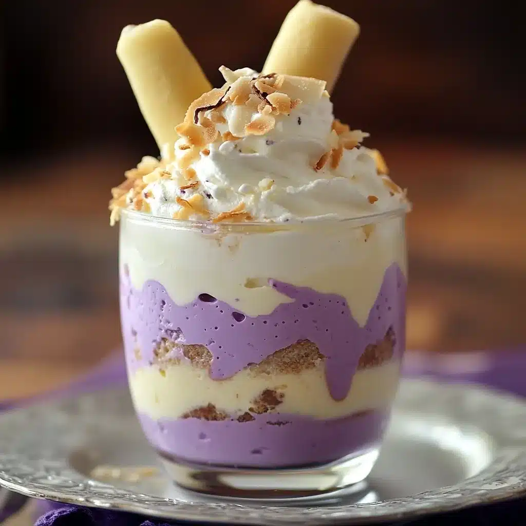 individual ube tiramisu glass dessert