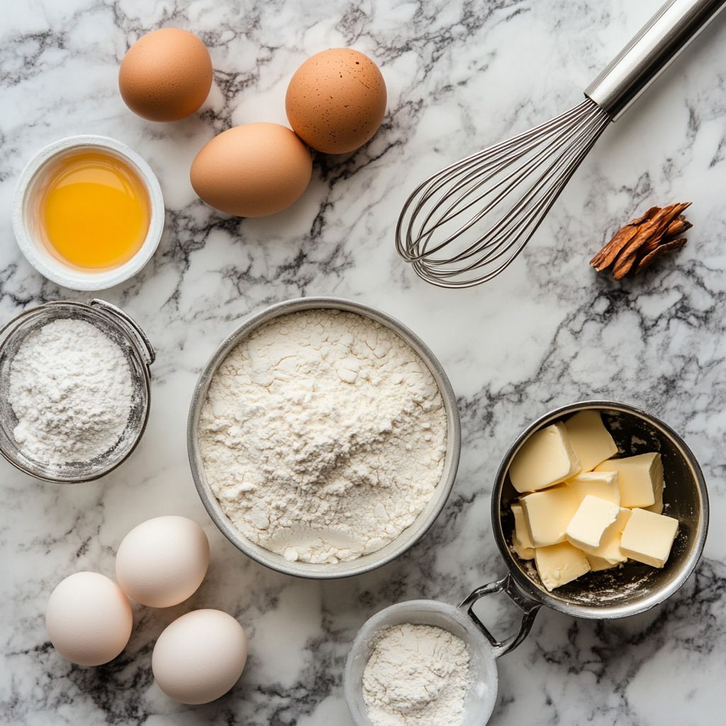 wedding cake ingredients on counter