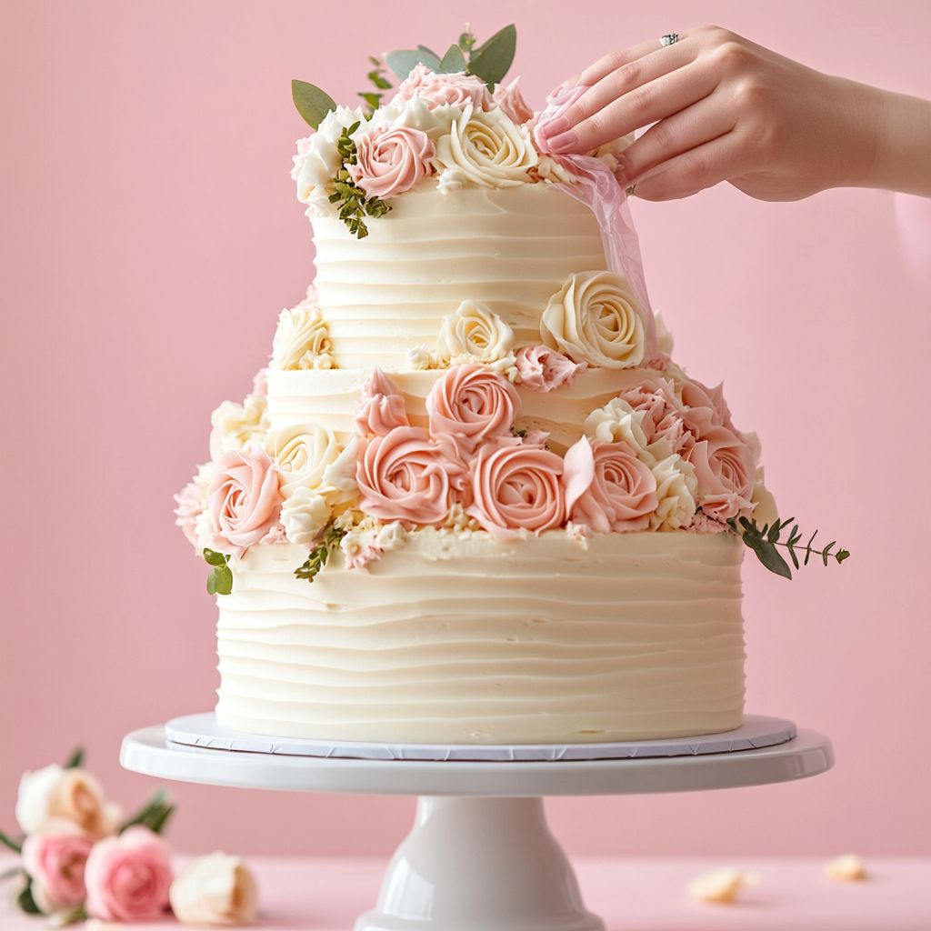 slice of wedding cake on elegant plate