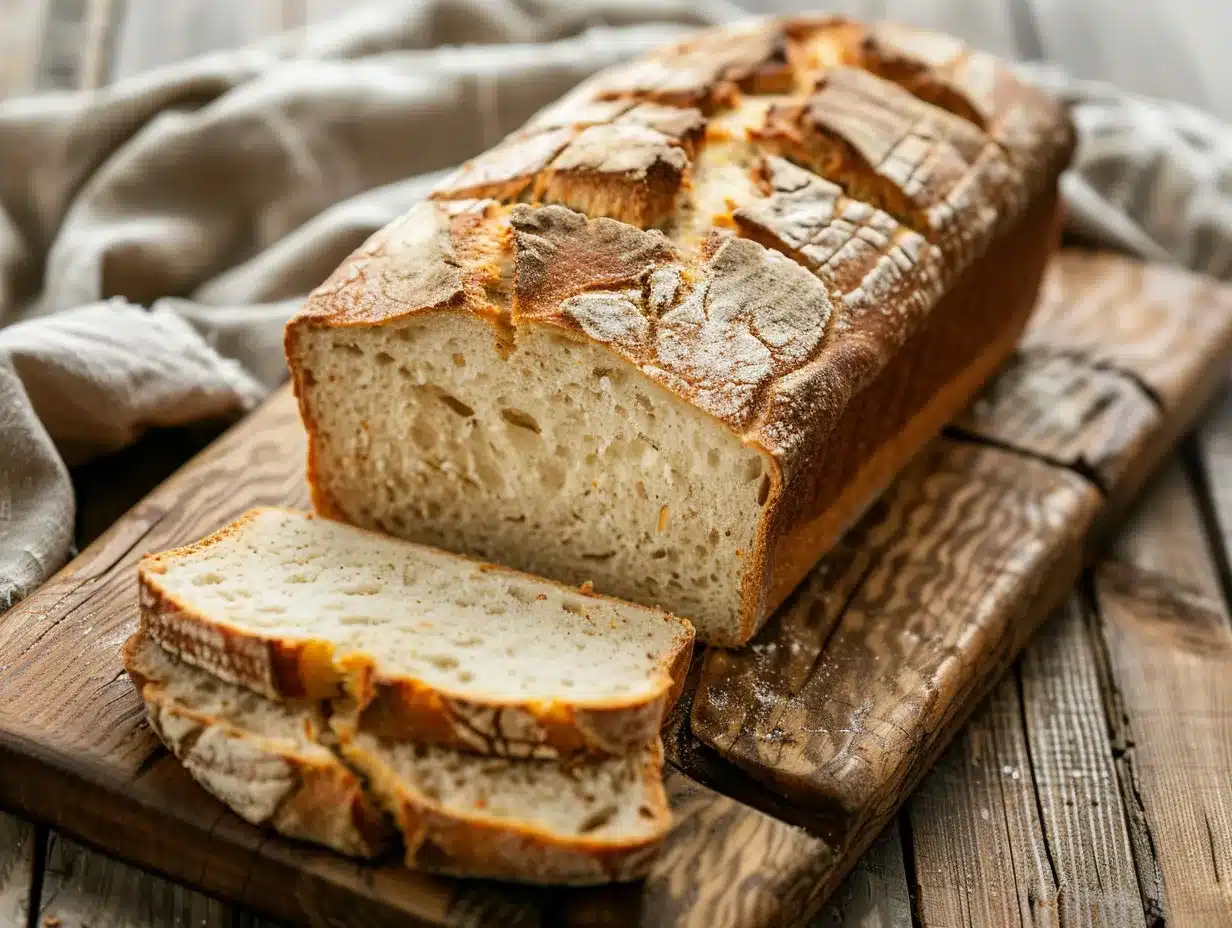almond flour bread loaf on cutting board