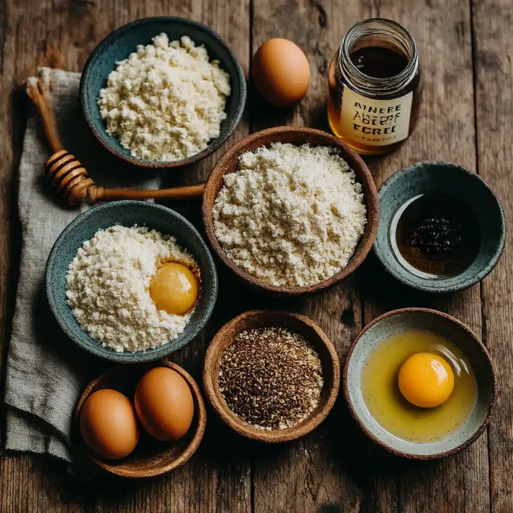 almond flour bread ingredients flat lay