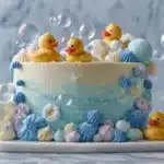Bath day cake with ducks and bubbles