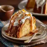 Served slice of butterscotch pound cake
