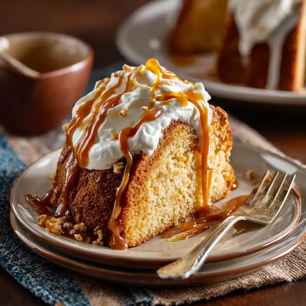 Served slice of butterscotch pound cake