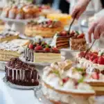 labeled cake flavors in a visual guide