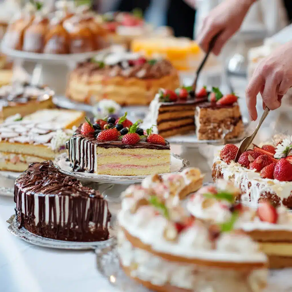 labeled cake flavors in a visual guide