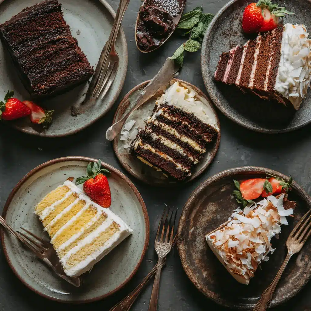 serving assorted cake flavors at a party
