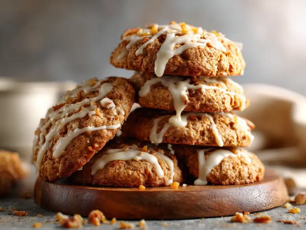 Soft and chewy carrot cake cookies with glaze