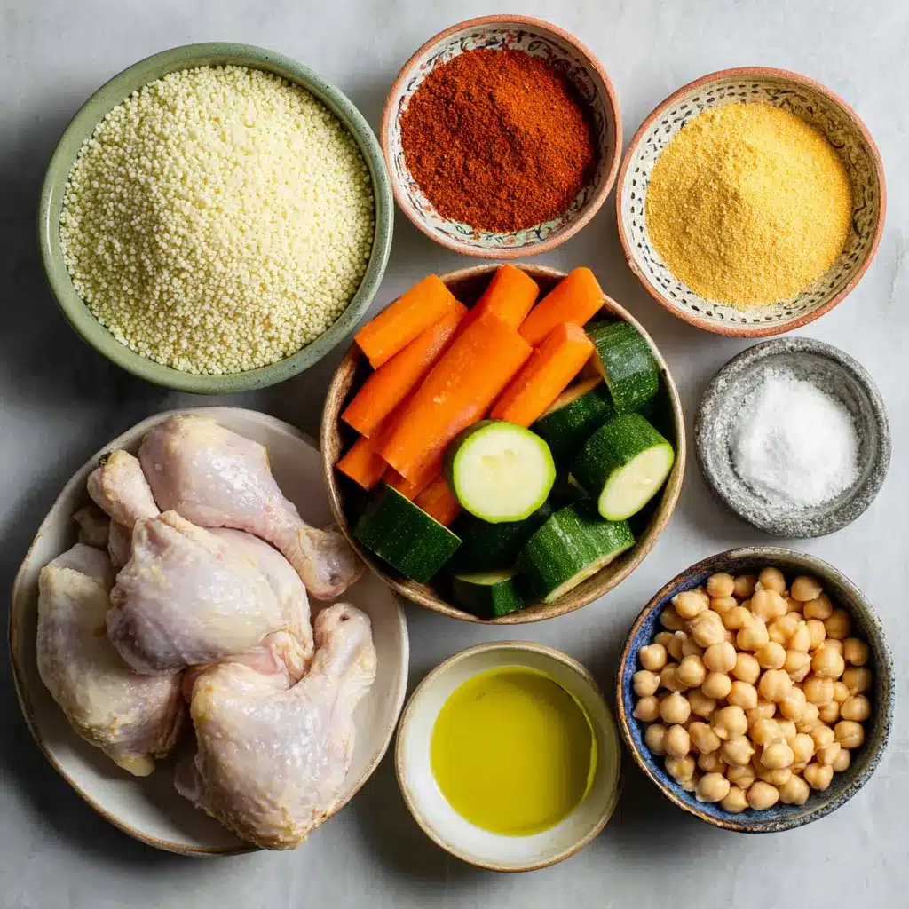 Moroccan couscous and chicken ingredients