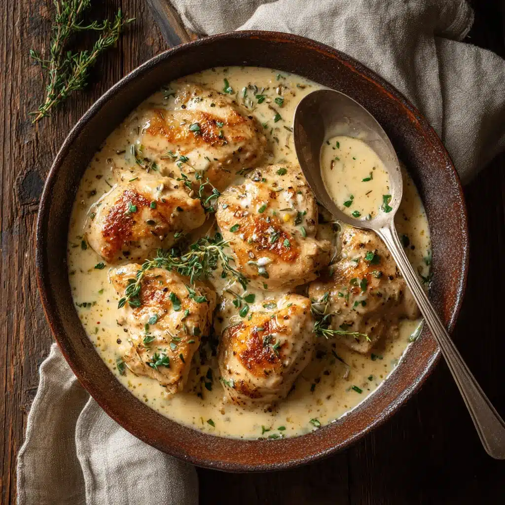 creamy garlic sauce in skillet