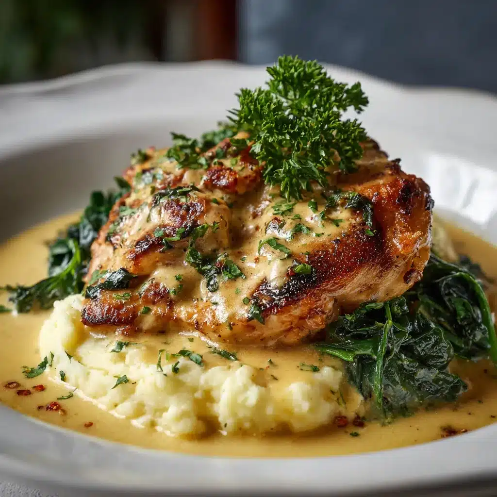 creamy garlic chicken with sides