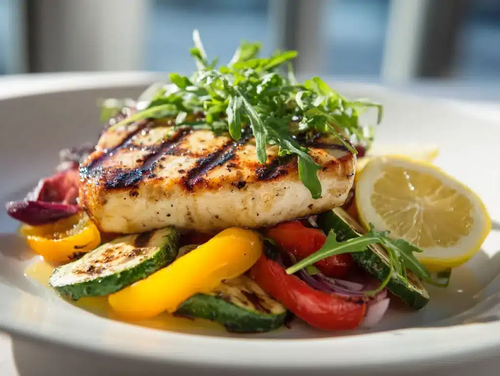 grilled swordfish steak with lemon and herbs