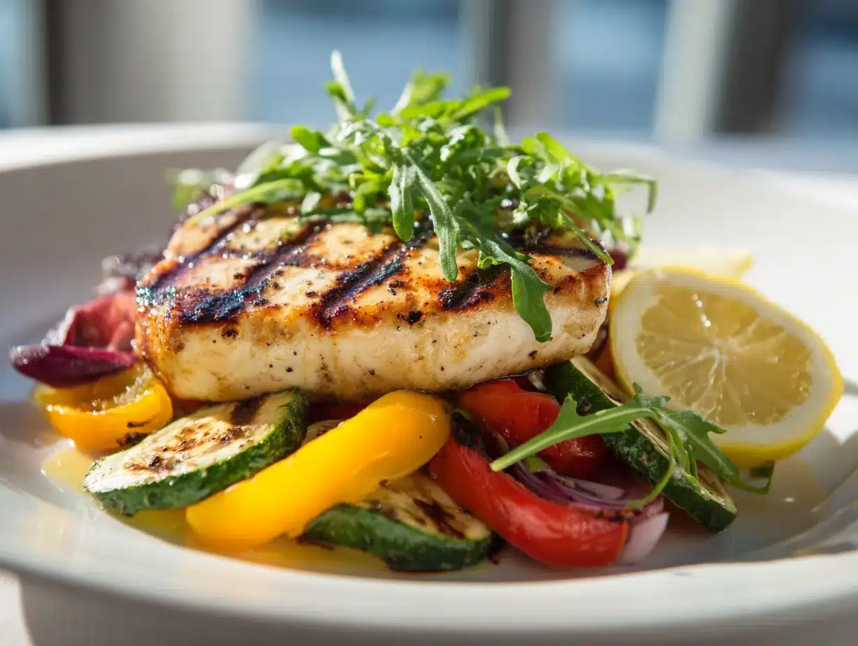grilled swordfish steak with lemon and herbs
