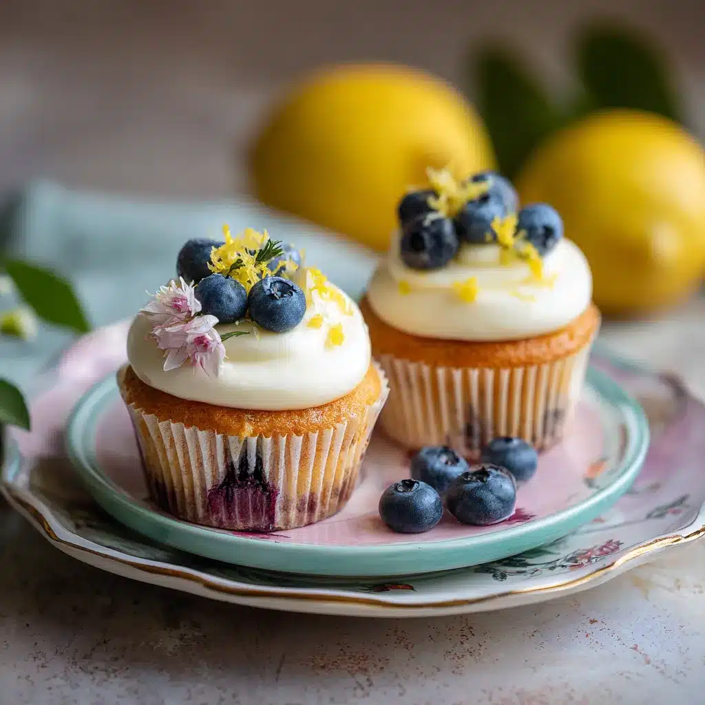 Lemon blueberry cupcakes served for brunch