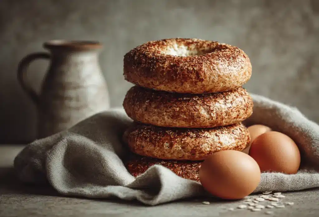Mixing cottage cheese and eggs for protein bagel dough