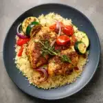 Moroccan couscous and chicken platter