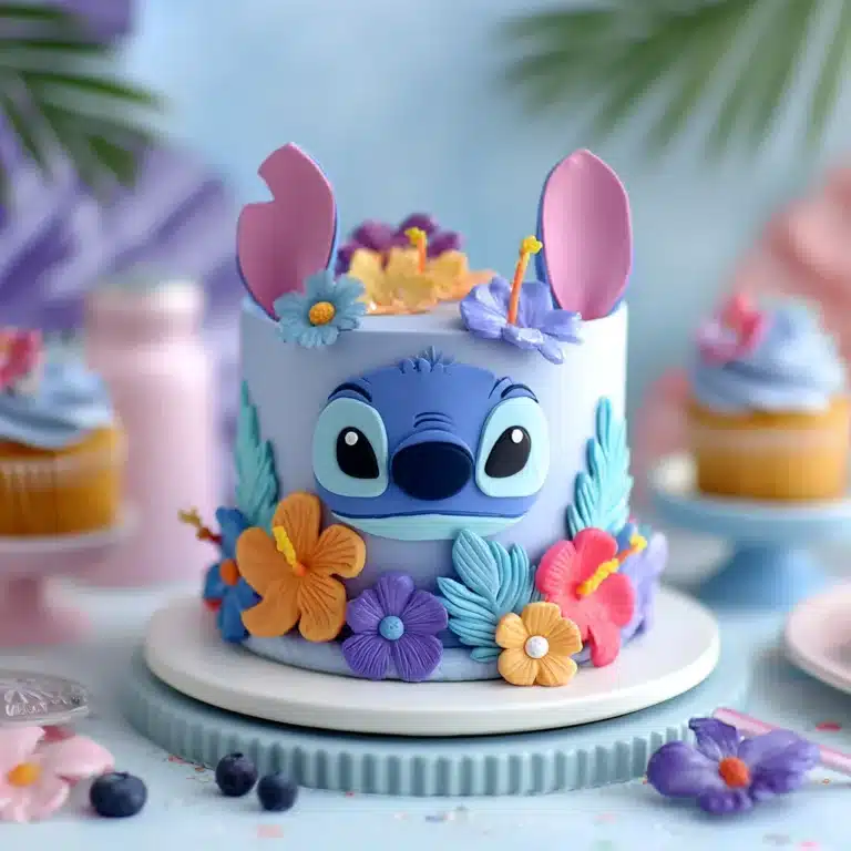 Stitch Cake – The Cute Disney Birthday Cake Kids Are Obsessed With 7 stitch cake with recipe card overlay