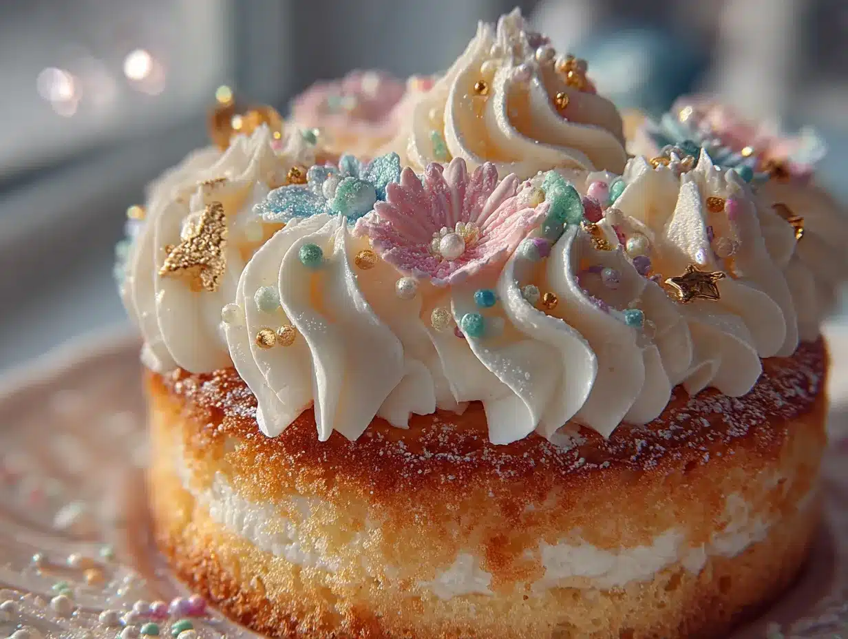 sugar free cake with swiss meringue buttercream