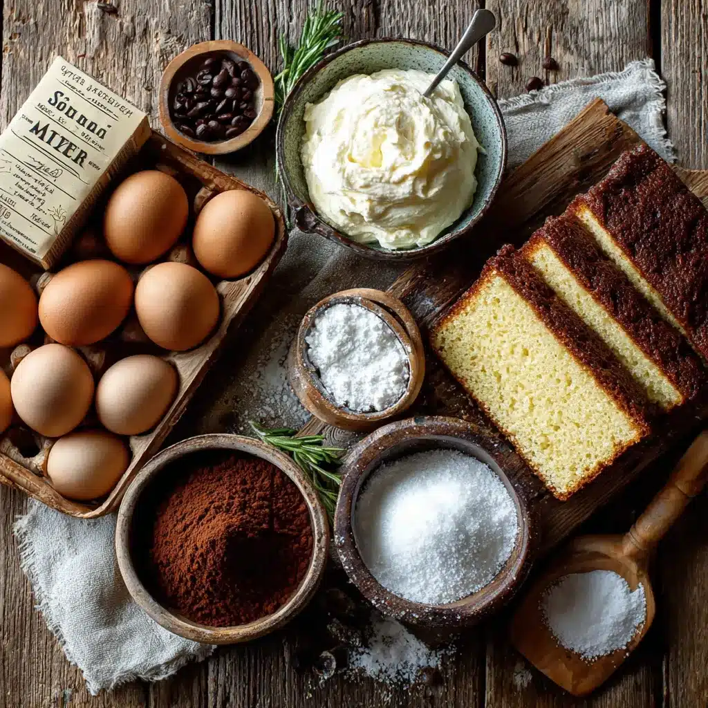Ingredients for easy tiramisu cake mix