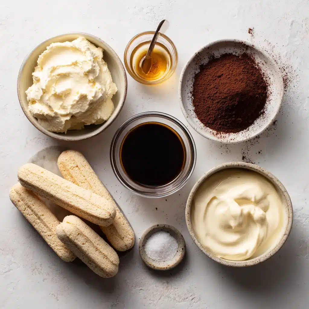 Ingredients for making tiramisu cups