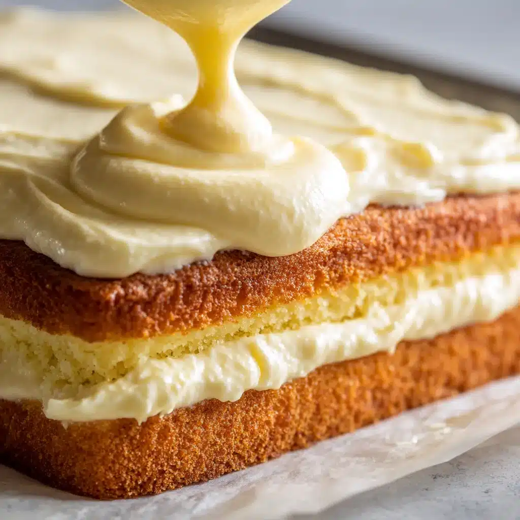 Spreading pastry cream filling in Boston Cream Pie