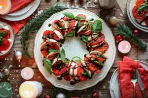 festive candy cane caprese wreath holiday appetizer