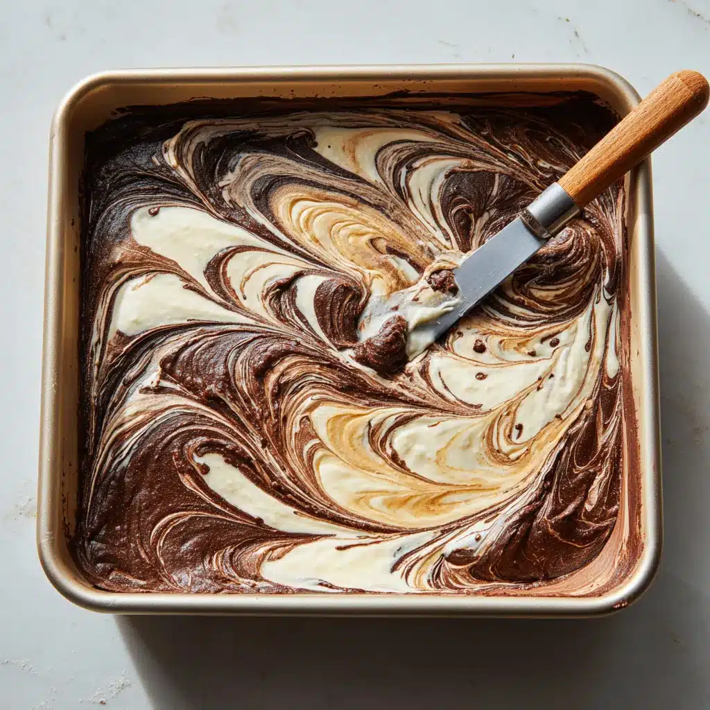 marbling cream cheese into brownies
