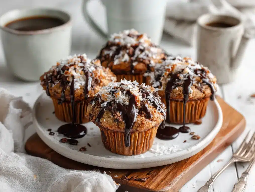 german chocolate cupcakes with coconut pecan frosting