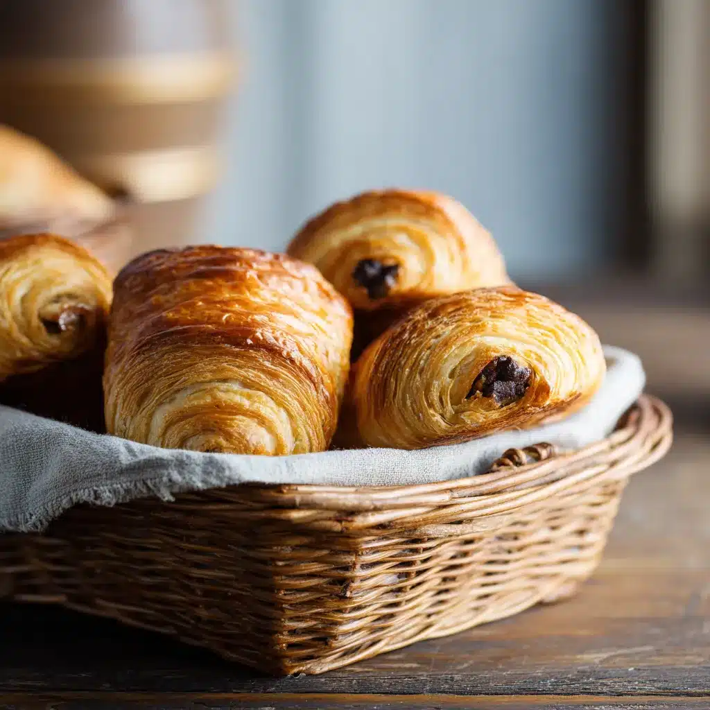 Pain au chocolat served with coffee at café table