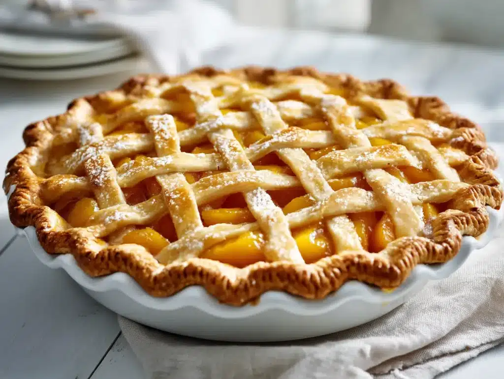 Classic Peach Pie Recipe with lattice crust