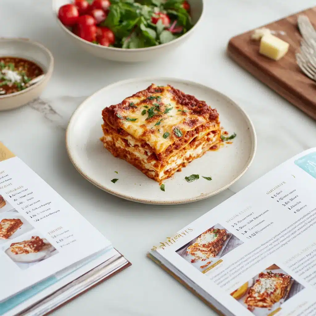 recipe card for lasagna with cottage cheese