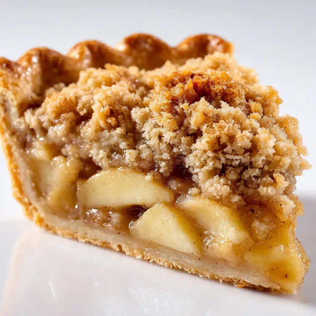 Apple pie slice with streusel topping