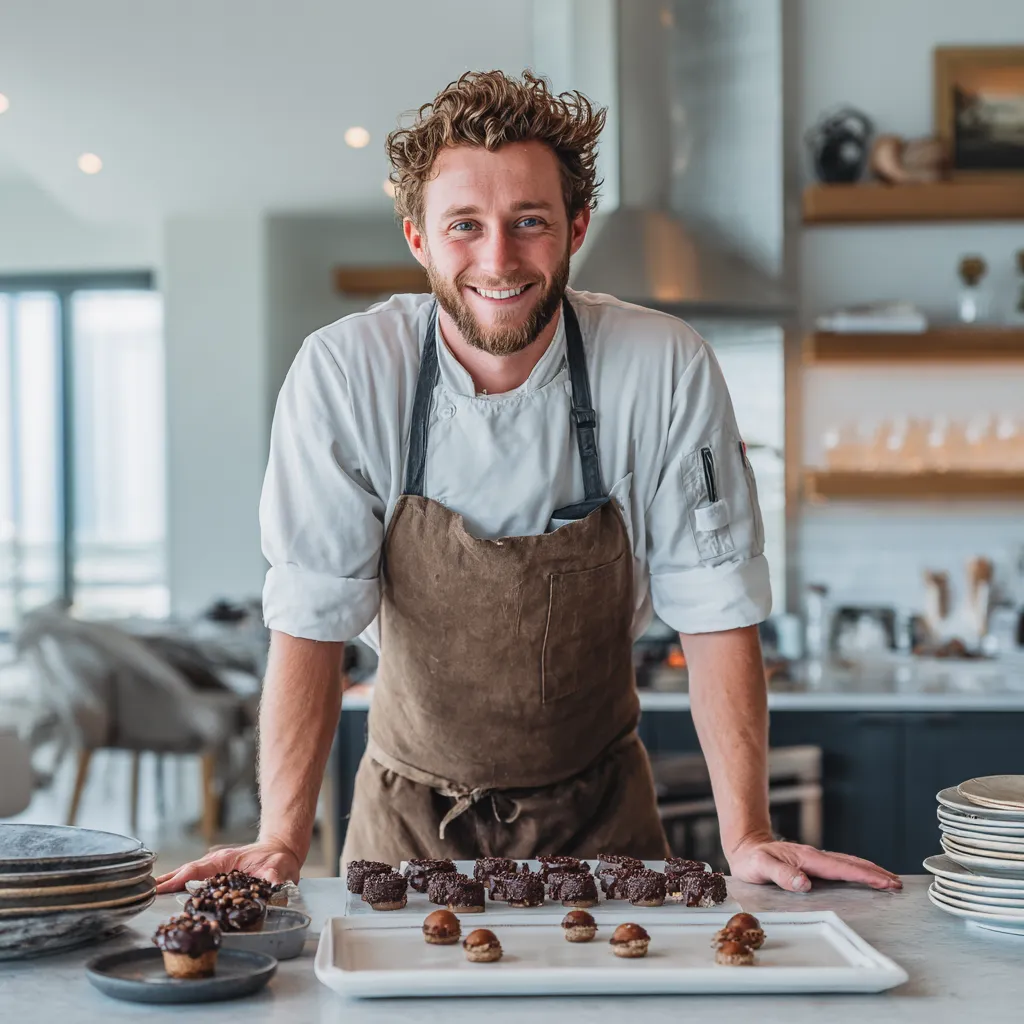 Chef James preparing Chocolate Tiramisu.
