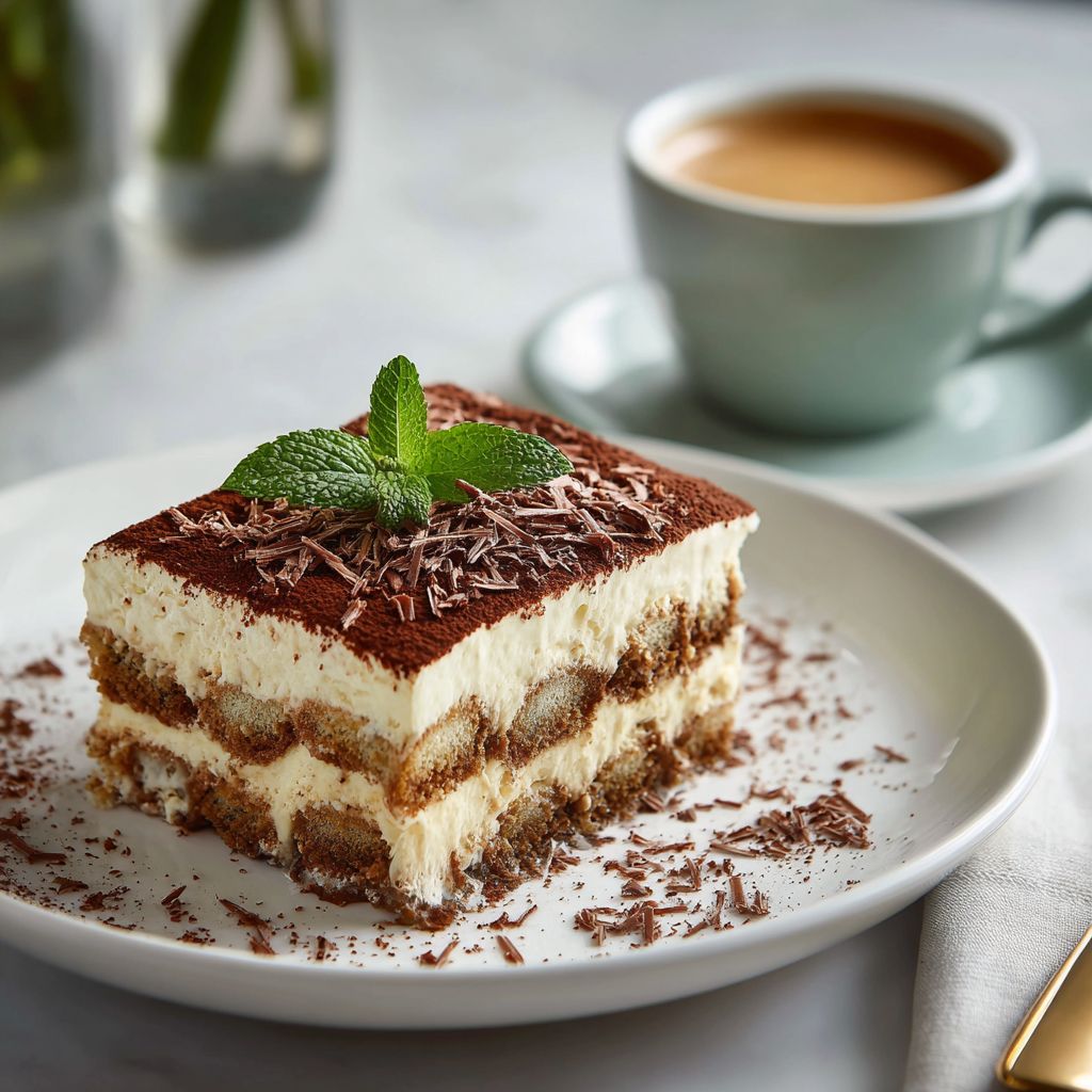 tiramisu slice served with espresso