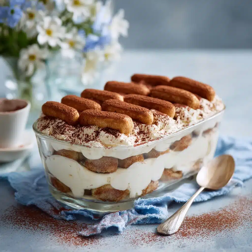 A slice of gluten free tiramisu with espresso.