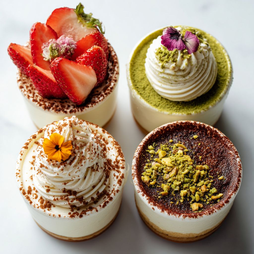 The Ultimate Guide to Tiramisu – History, Ingredients & Authentic Recipe 10 Four modern tiramisu cups in different flavors