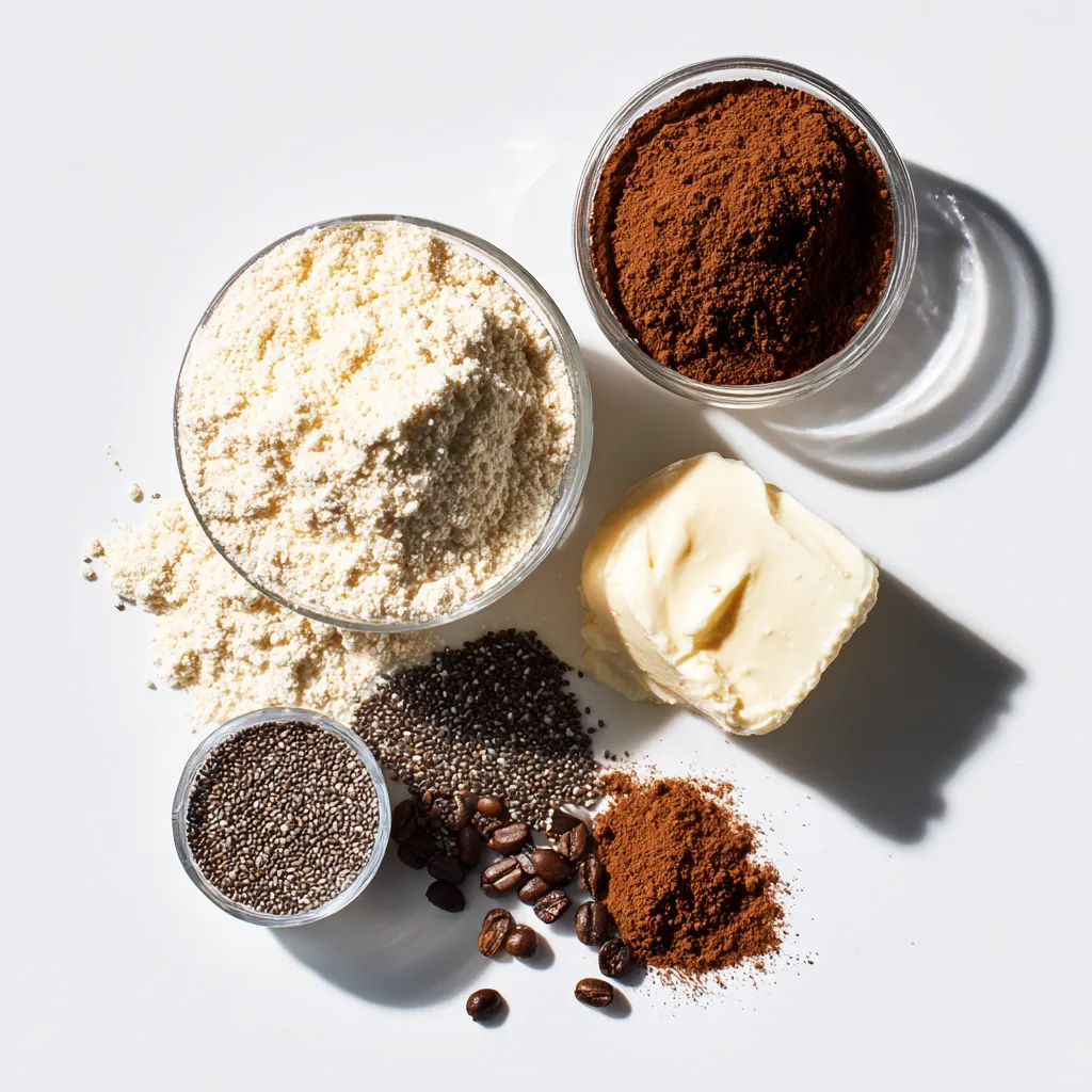 Ingredients for protein tiramisu recipe.