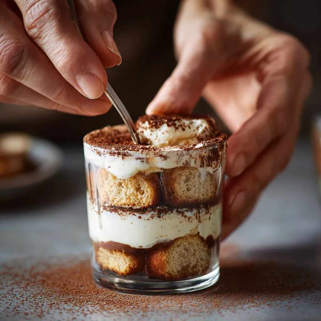 Served slice of tiramisu with berries