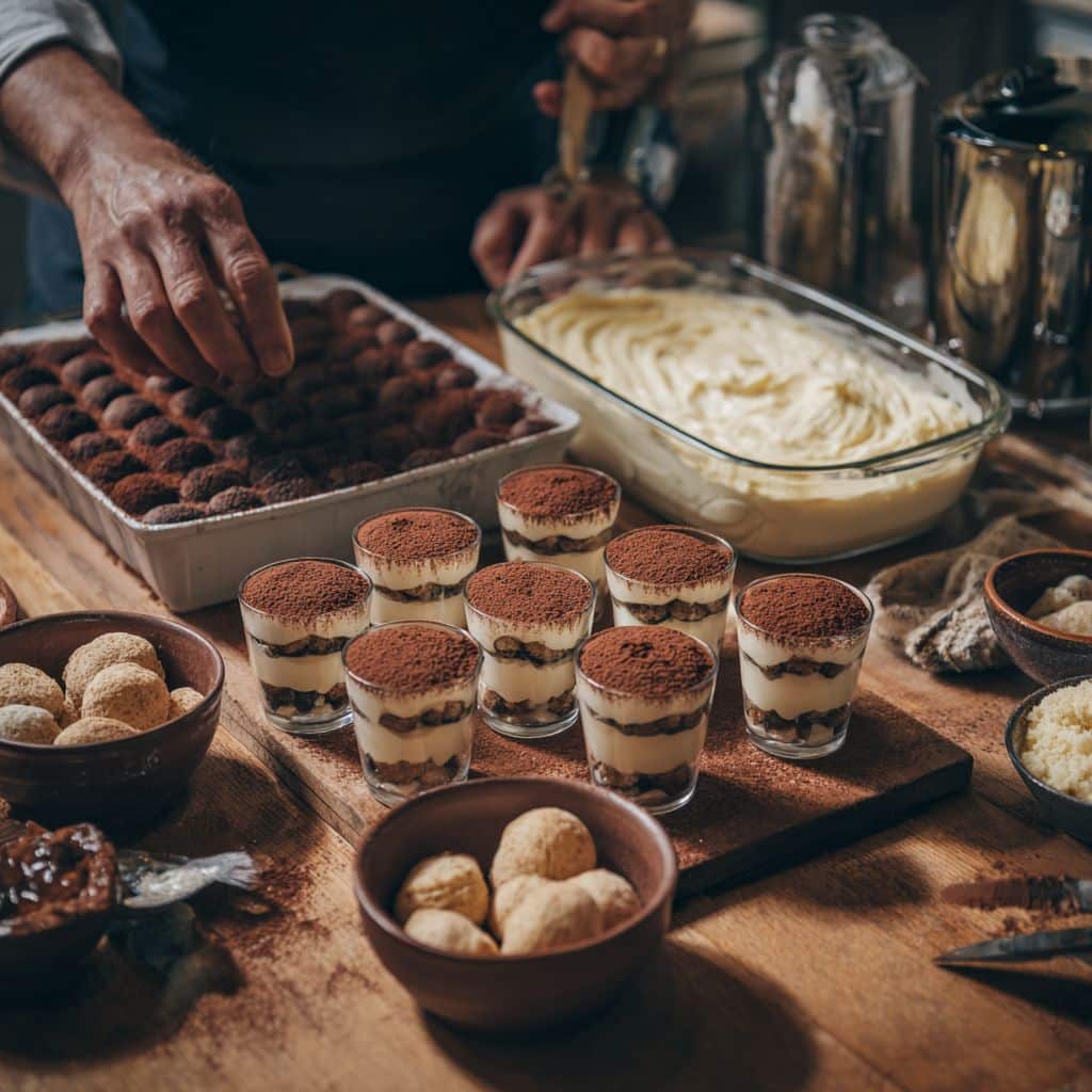 The Ultimate Guide to Tiramisu – History, Ingredients & Authentic Recipe 9 Assembling various tiramisu types side by side